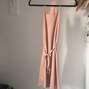 Naked Zebra blush wedding guest dress